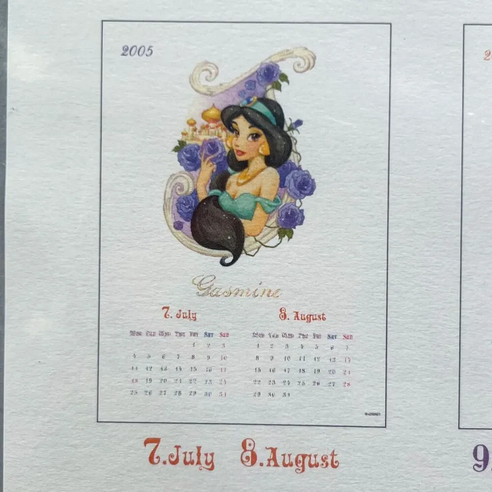 Disney Princess Calender Ariel Belle Watercolor 70s Heroine Manga Vintage 2005